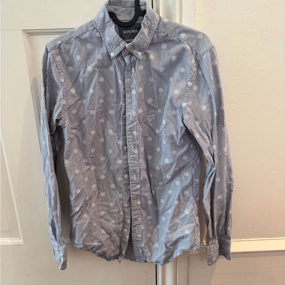 Bonobos Blue and White Striped Men's Shirt